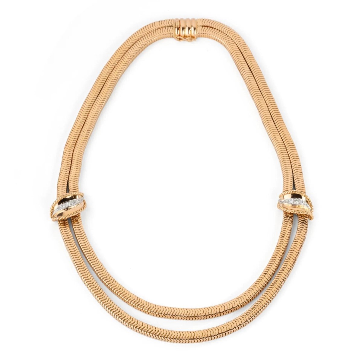 Collier or jaune double rang maillon lisse - Castafiore