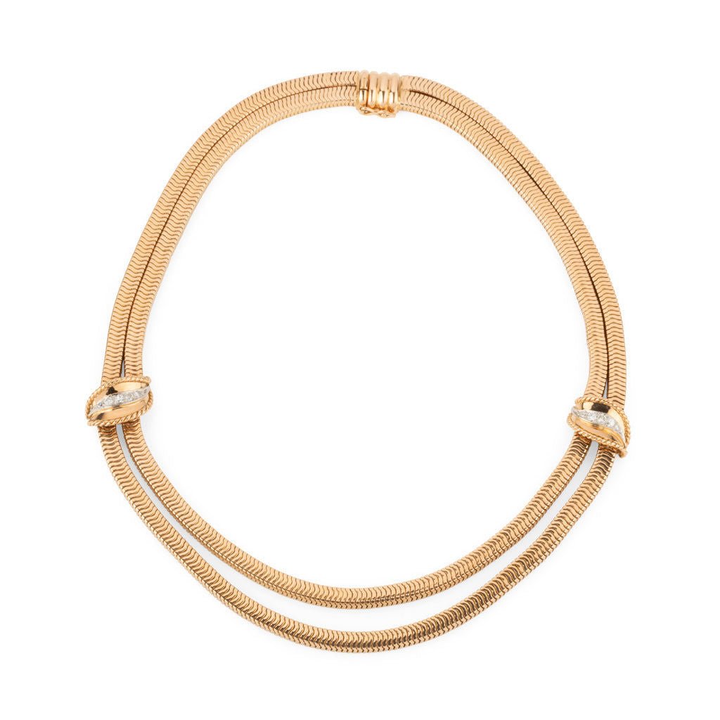 Collier or jaune double rang maillon lisse - Castafiore