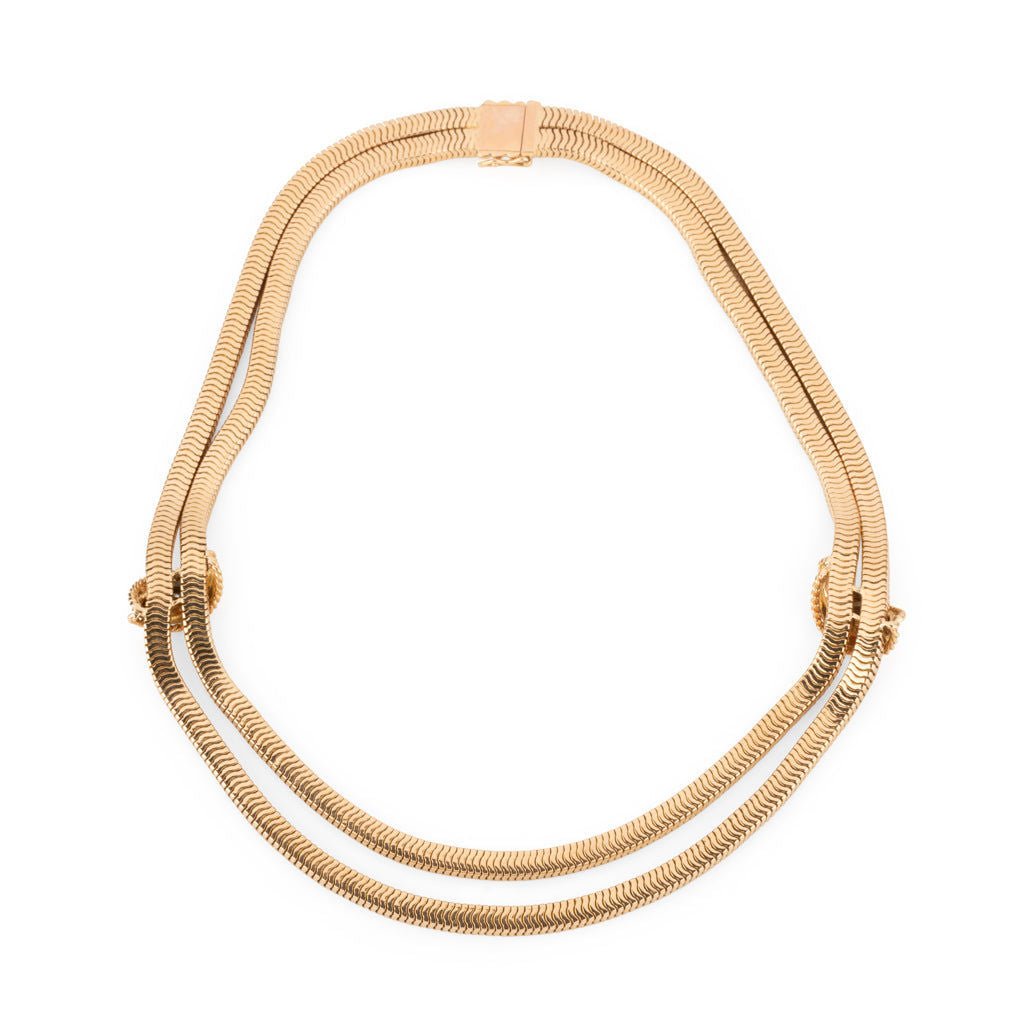 Collier or jaune double rang maillon lisse - Castafiore