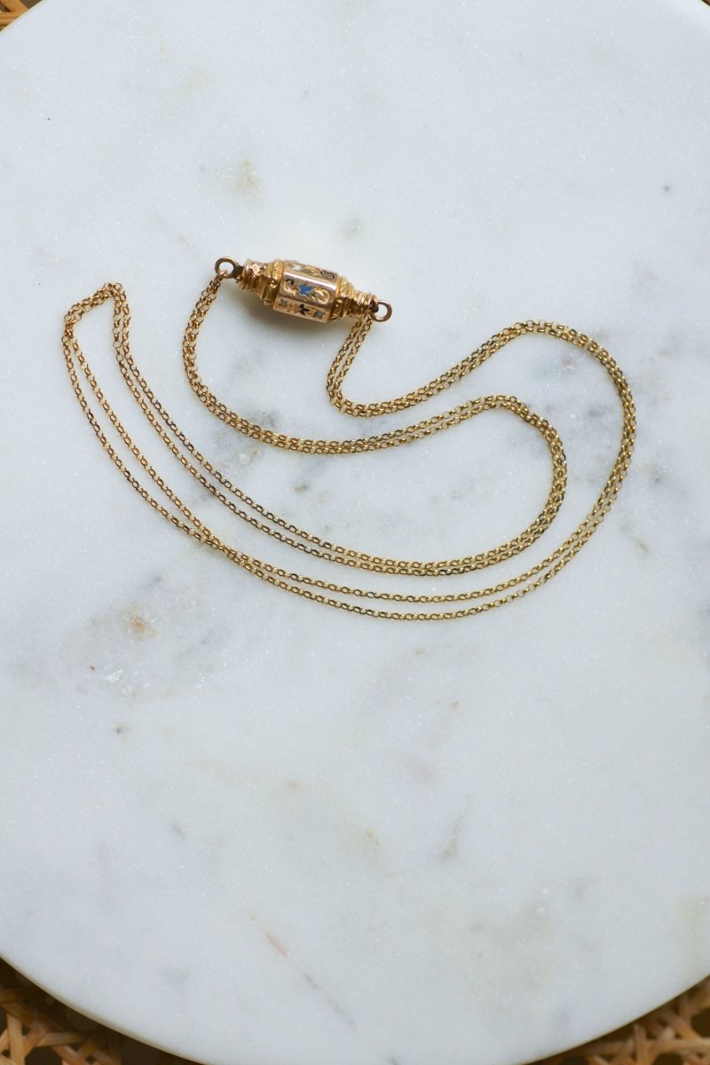 Collier Or Jaune Fermoir Barillet Emaillé - Castafiore