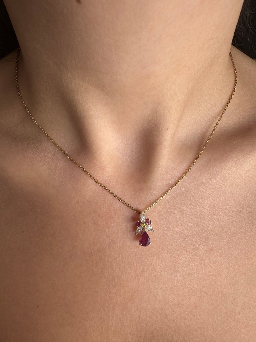Collier - Or jaune, rubis et diamants - Castafiore