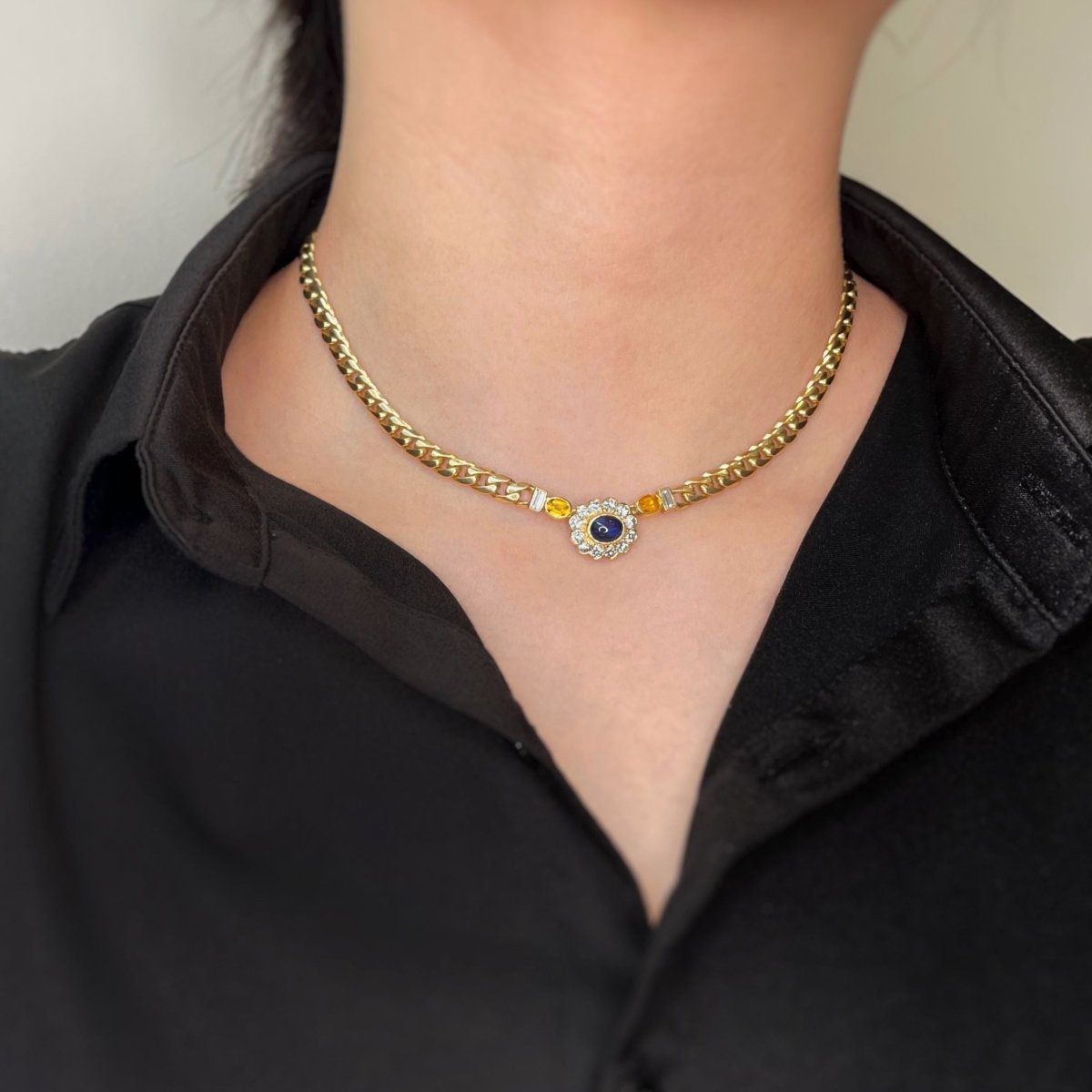 Collier Or, Saphir & Diamants - FRED - Castafiore