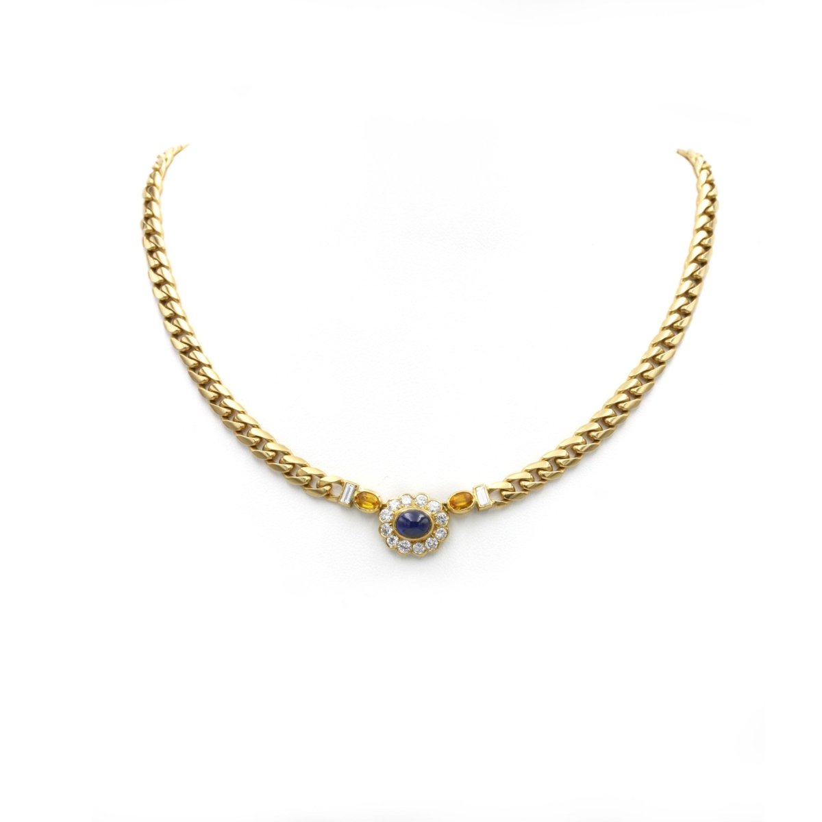 Collier FRED en or jaune, saphir et diamants – Castafiore