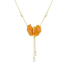 Collier Papillon en or jaune, quartzites, perles, tourmalines et diamants - Castafiore