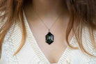 Collier pendentif ancien 1920 onyx et diamants - Castafiore