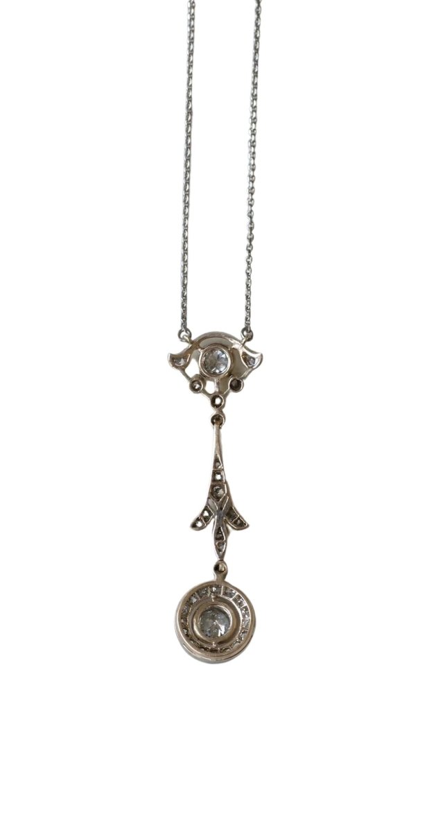 Collier pendentif ancien or rose diamants - Castafiore