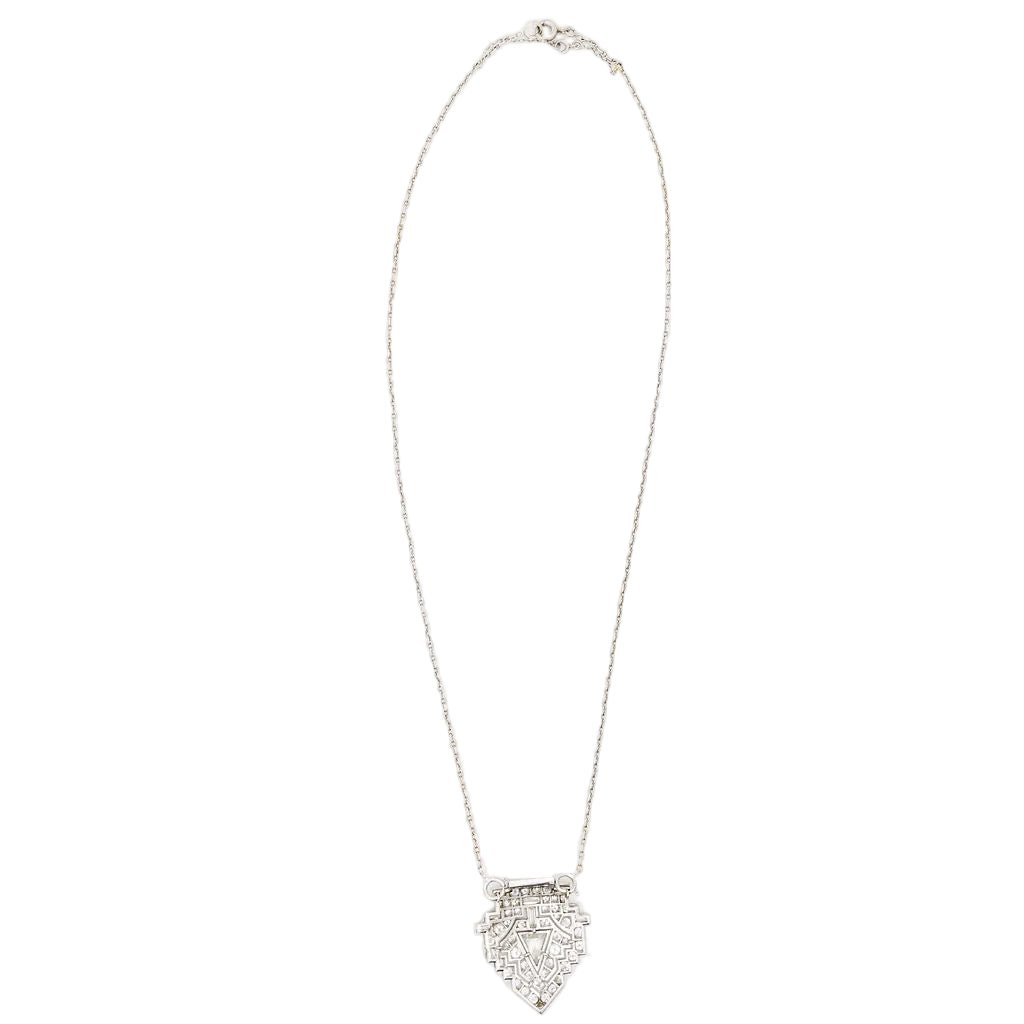 Collier Pendentif Art Déco en platine, or blanc et diamants - Castafiore
