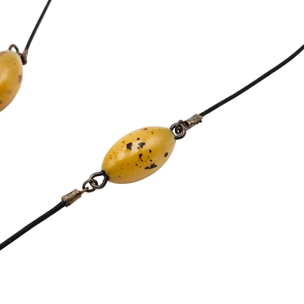 Collier Pendentif Art Nouveau GEORGE PIERRE en corne sculptée et pâte de verre - Castafiore