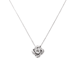 Collier Pendentif BOUCHERON "Pivoine" en or blanc et diamants - Castafiore