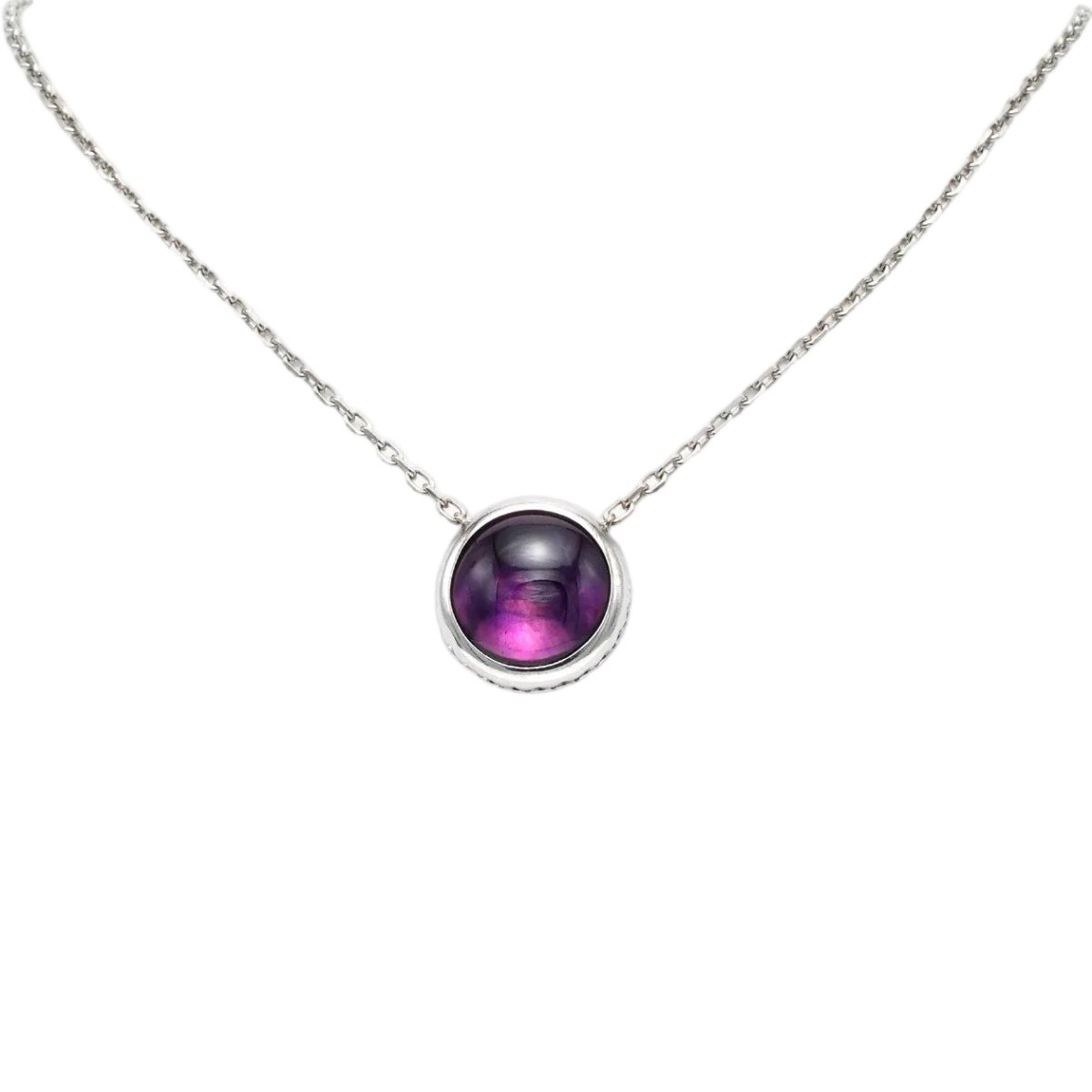 Collier Pendentif BOUCHERON "Tentation Macaron" en or blanc, saphir et améthyste - Castafiore