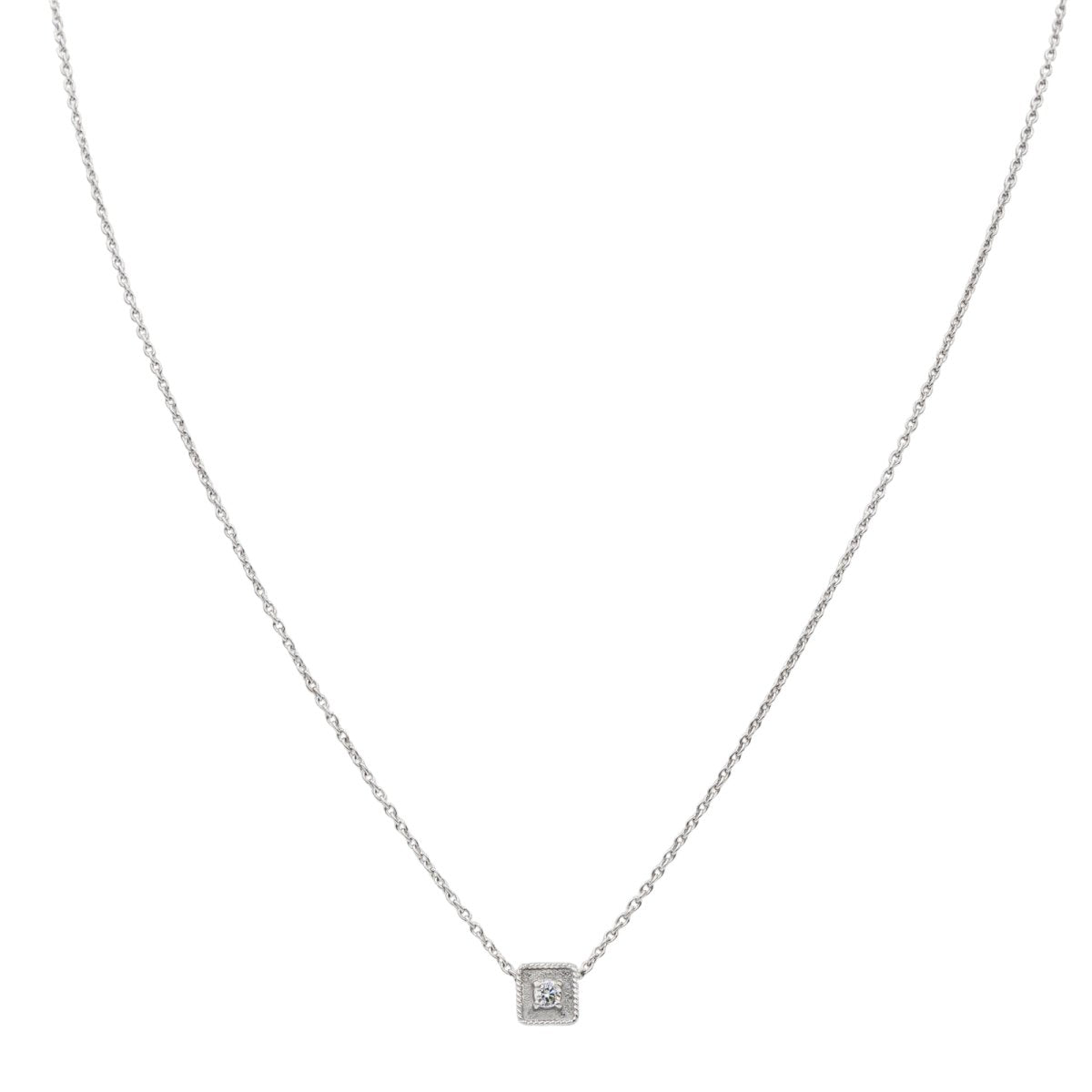 Collier Pendentif carré en or blanc et diamant - Castafiore