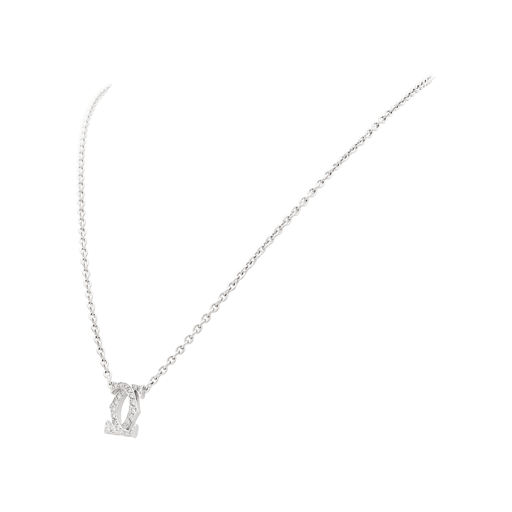Collier Pendentif CARTIER "Double C" en or blanc et diamants - Castafiore