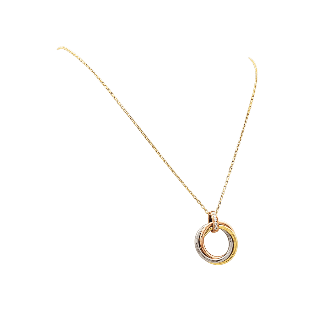 Collier Pendentif CARTIER "Trinity" en or blanc, or jaune, or rose et diamants - Castafiore