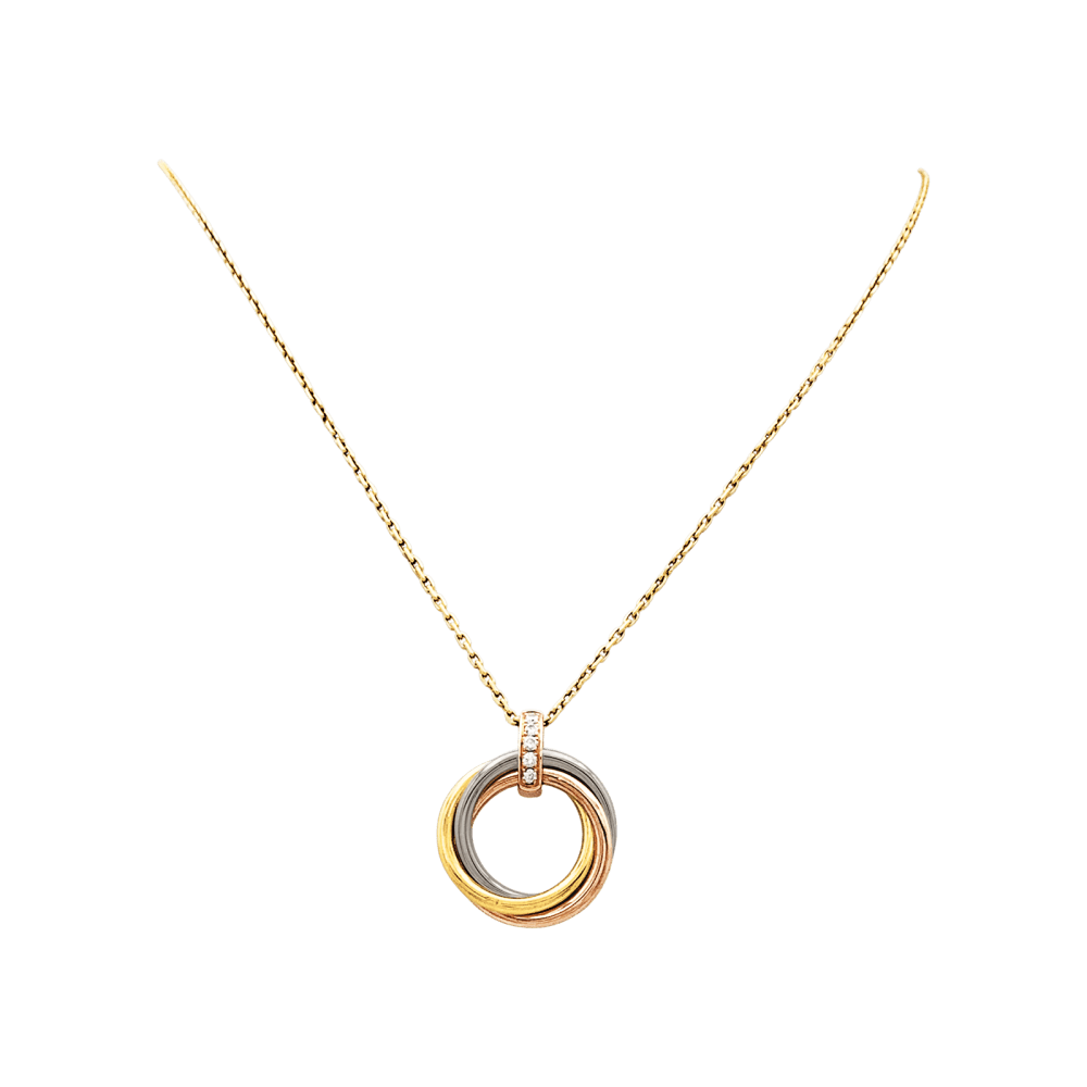 Collier Pendentif CARTIER "Trinity" en or blanc, or jaune, or rose et diamants - Castafiore
