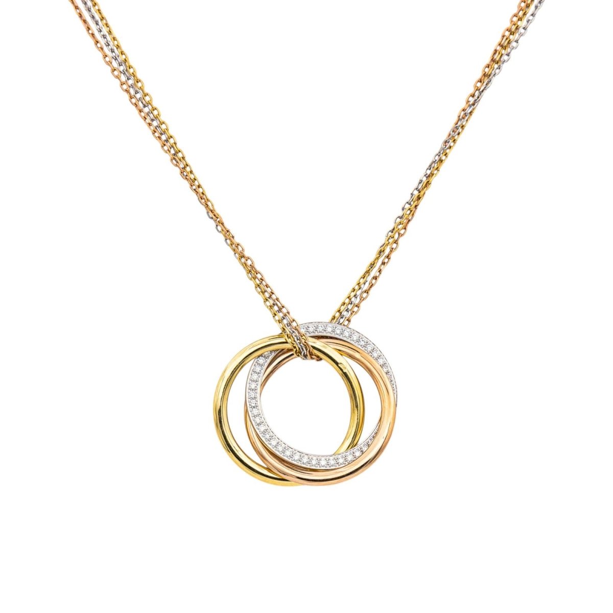 Collier Pendentif CARTIER "Trinity" en or jaune, or blanc, or rose et diamants - Castafiore