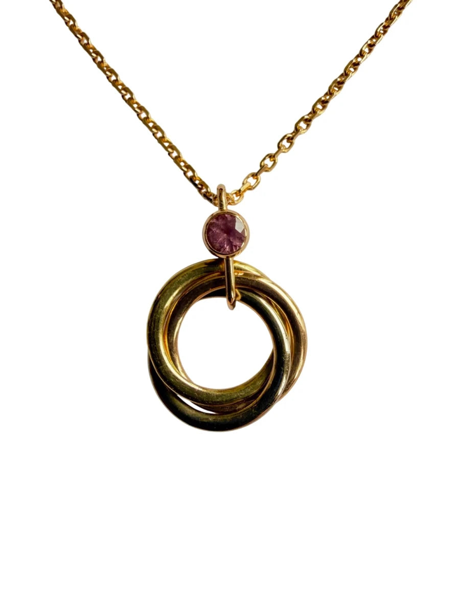 Collier Pendentif CARTIER "Trinity Mini" en or blanc, or jaune, or rose et saphir - Castafiore