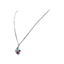 Collier Pendentif CHAUMET "Attrape - moi... si tu m'aimes" en or blanc, améthyste, chrysoprase, tourmaline et diamants - Castafiore