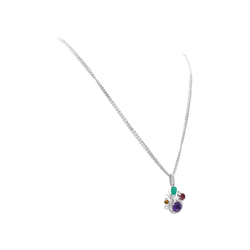 Collier Pendentif CHAUMET "Attrape - moi... si tu m'aimes" en or blanc, améthyste, chrysoprase, tourmaline et diamants - Castafiore