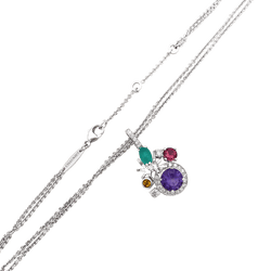 Collier Pendentif CHAUMET "Attrape - moi... si tu m'aimes" en or blanc, améthyste, chrysoprase, tourmaline et diamants - Castafiore
