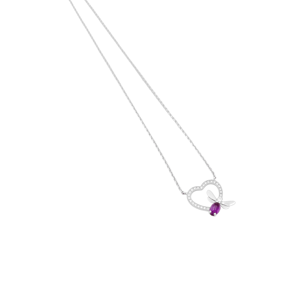 Collier Pendentif CHAUMET "Attrape - moi si tu m'aimes" en or blanc, améthyste et diamants - Castafiore