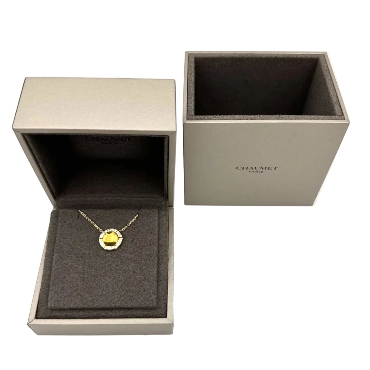 Collier Pendentif CHAUMET "Class one croisiére" en or jaune, citrine et diamants - Castafiore