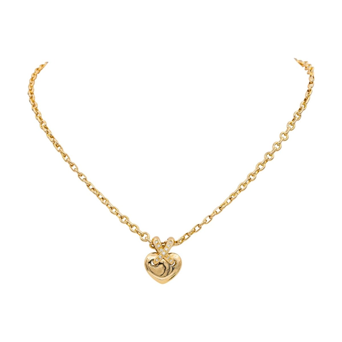 Collier Pendentif CHAUMET "Coeur Lien" en or jaune et diamants - Castafiore