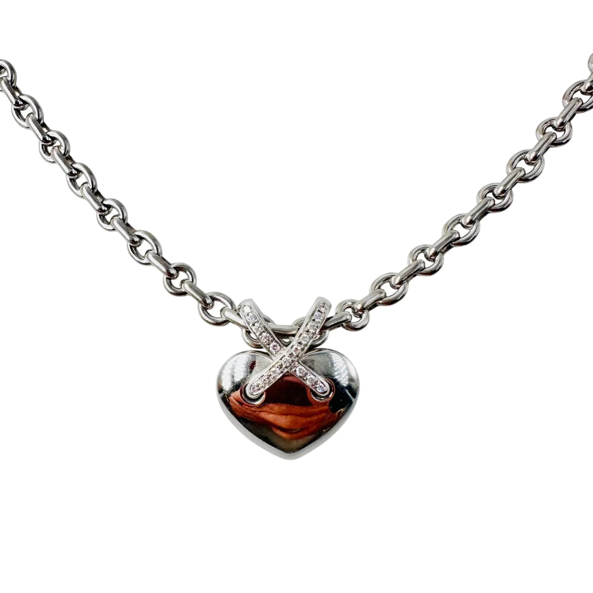 Collier Pendentif CHAUMET "Coeur Liens" en or blanc et diamants - Castafiore
