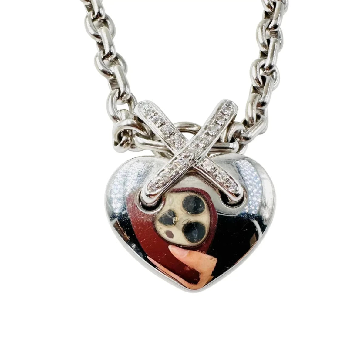 Collier Pendentif CHAUMET "Coeur Liens" en or blanc et diamants - Castafiore