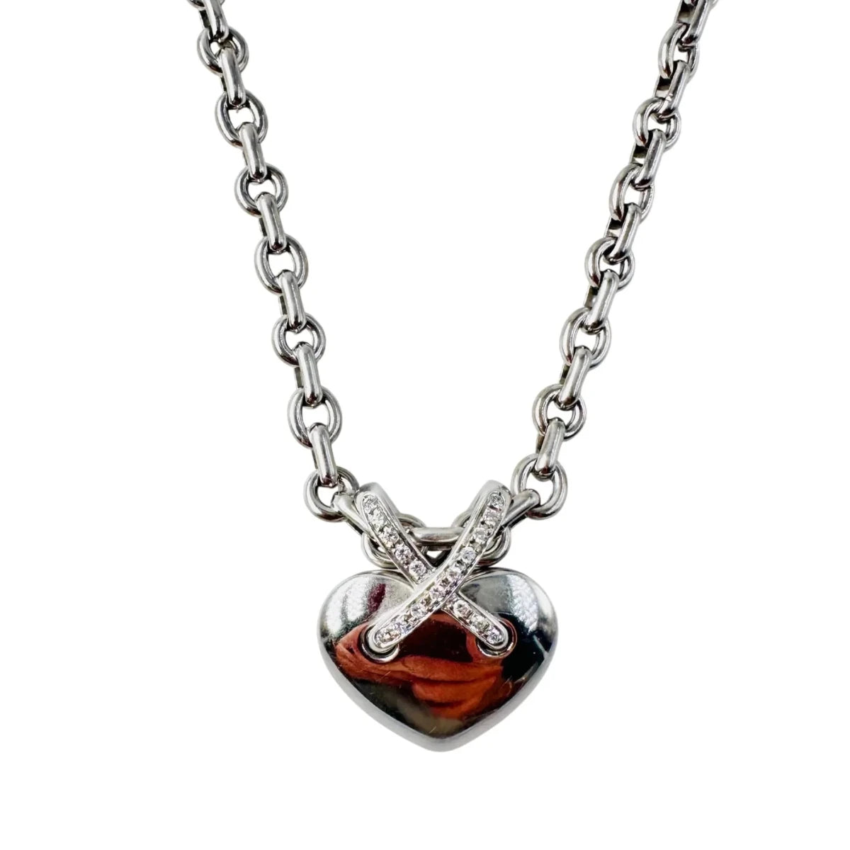 Collier Pendentif CHAUMET "Coeur Liens" en or blanc et diamants - Castafiore