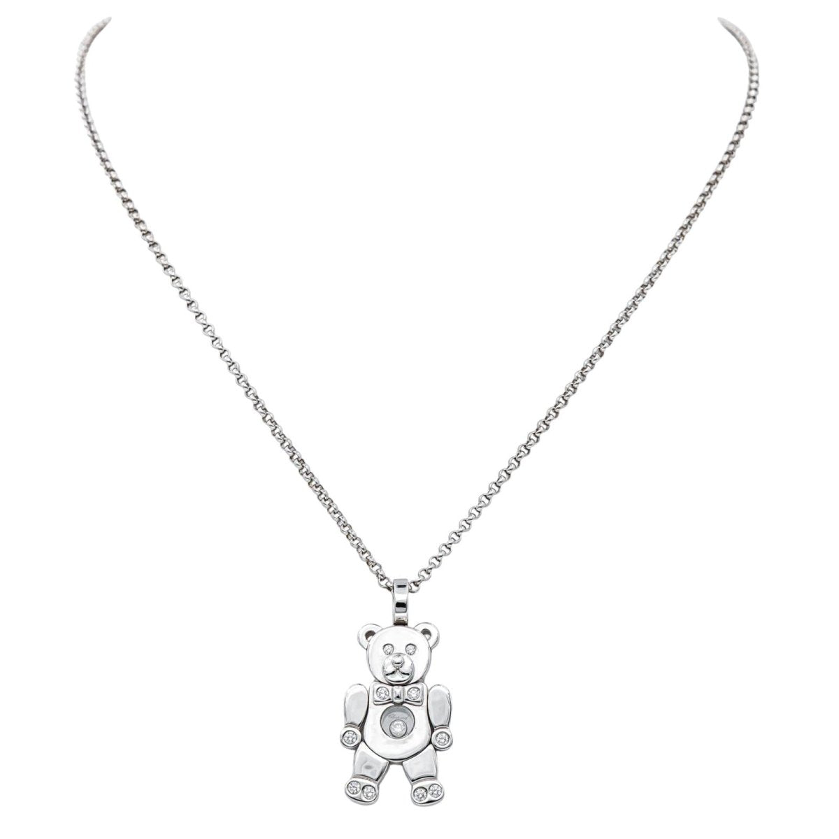 Collier Pendentif CHOPARD "Happy Diamond" en or blanc et diamants - Castafiore