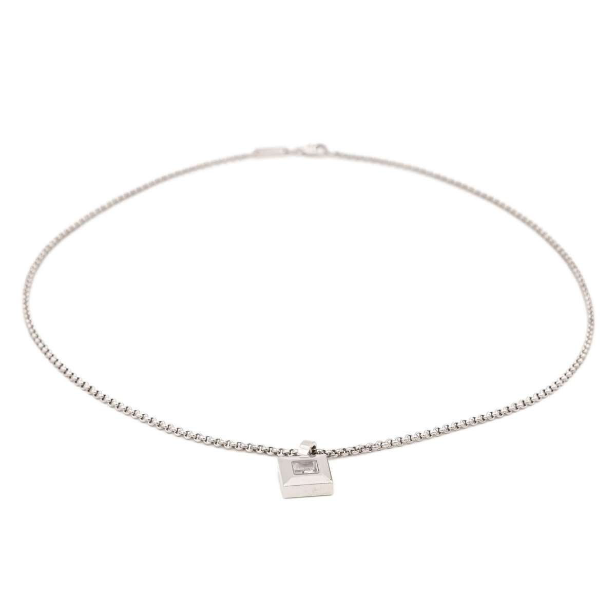 Collier Pendentif CHOPARD "Happy Diamonds" en or blanc et diamant - Castafiore