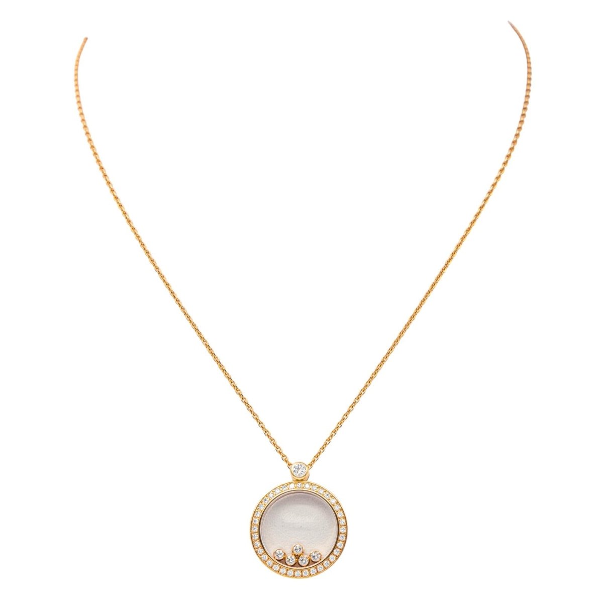 Collier Pendentif CHOPARD "Happy Diamonds Icons" en or rose, saphir et diamants - Castafiore