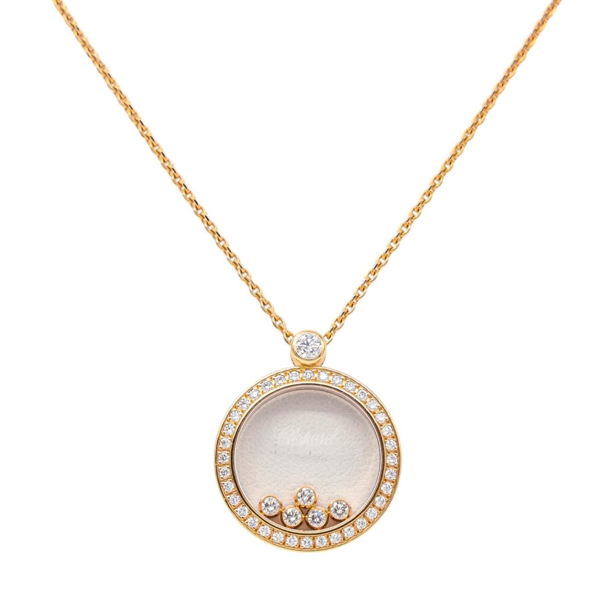 Collier Pendentif CHOPARD "Happy Diamonds Icons" en or rose, saphir et diamants - Castafiore