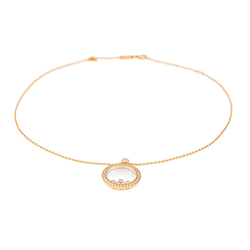Collier Pendentif CHOPARD "Happy Diamonds Icons" en or rose, saphir et diamants - Castafiore
