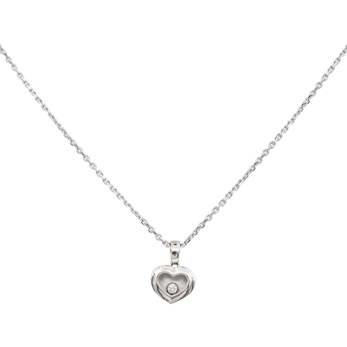 Collier Pendentif CHOPARD "Happy Heart" en or blanc et diamant - Castafiore