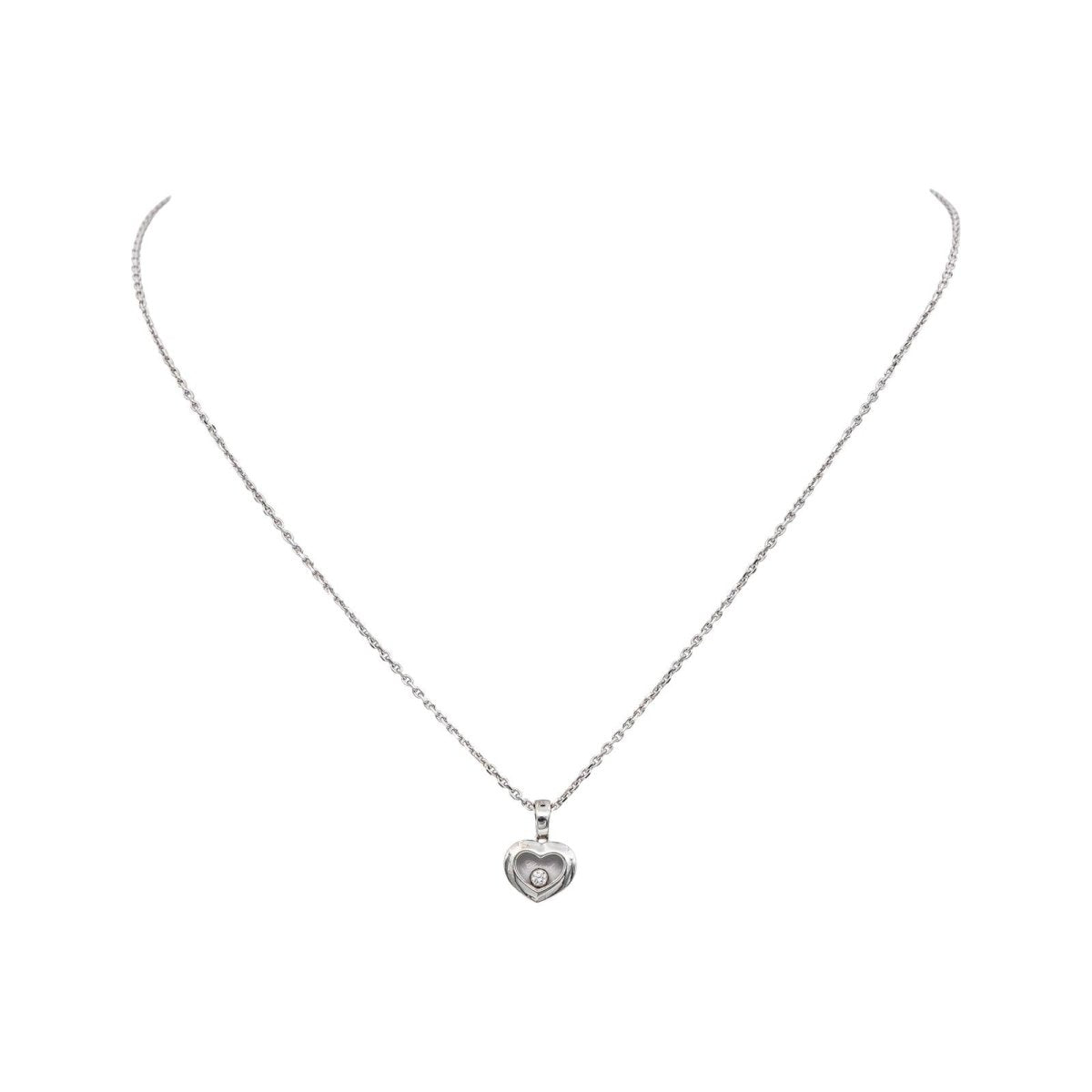 Collier Pendentif CHOPARD "Happy Heart" en or blanc et diamant - Castafiore