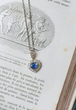Collier Pendentif Coeur saphir Ceylan et diamants - Castafiore