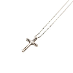 Collier Pendentif Croix DAVID YURMAN en argent et diamants - Castafiore