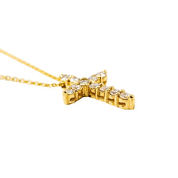 Collier Pendentif Croix en or jaune et diamants - Castafiore