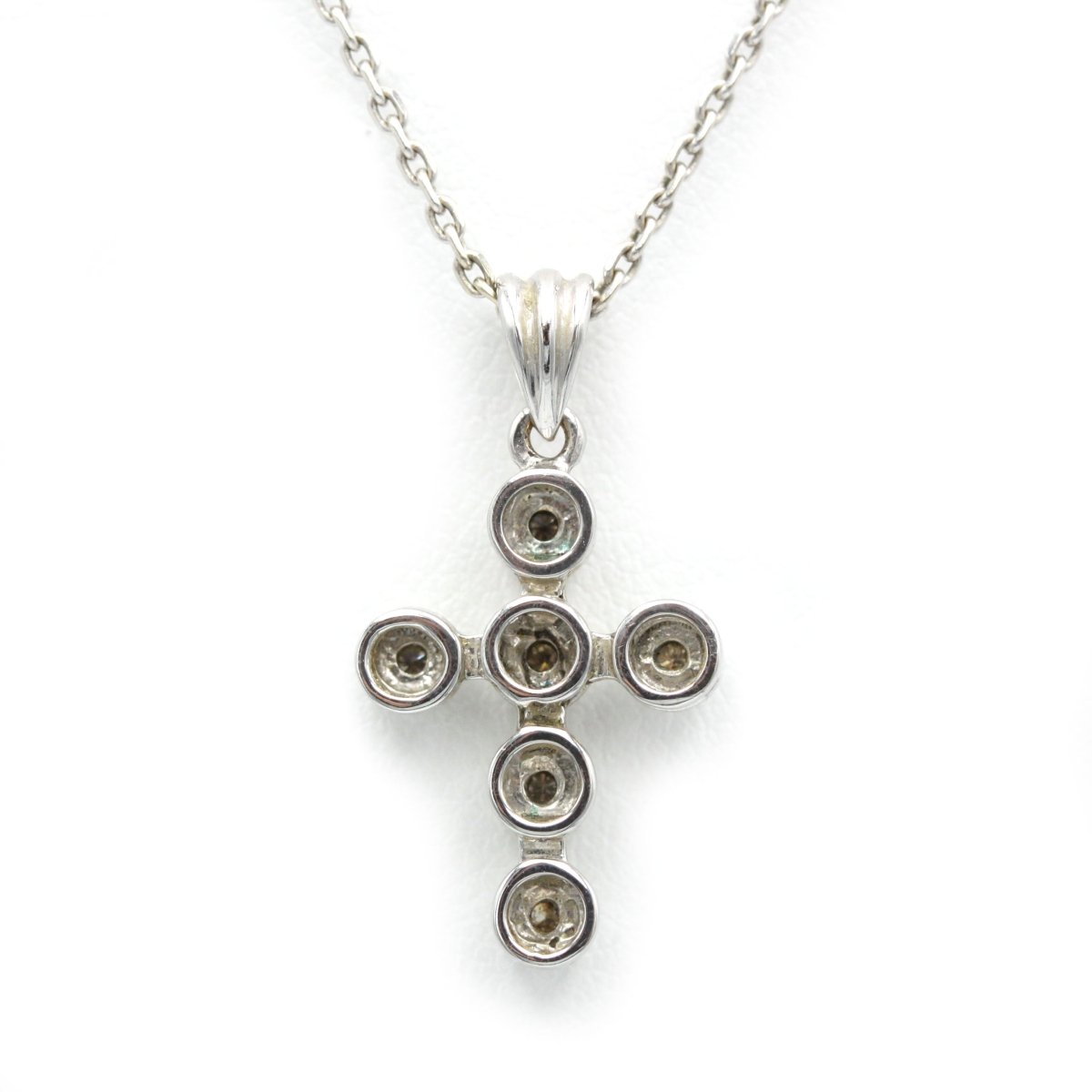 Collier Pendentif Croix - Or blanc & Diamants - Castafiore