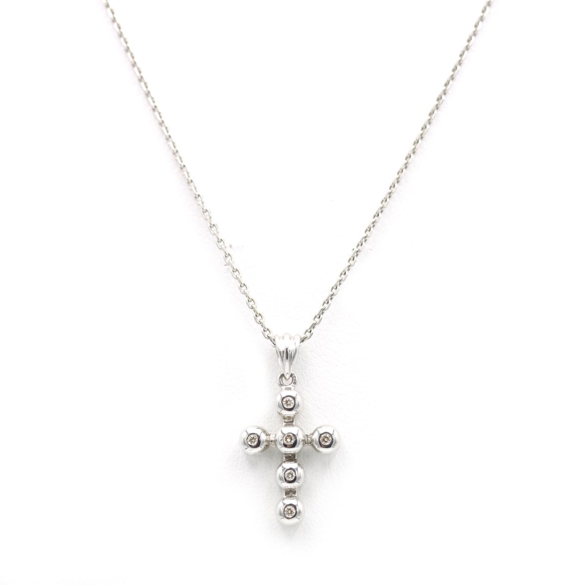 Collier Pendentif Croix - Or blanc & Diamants - Castafiore