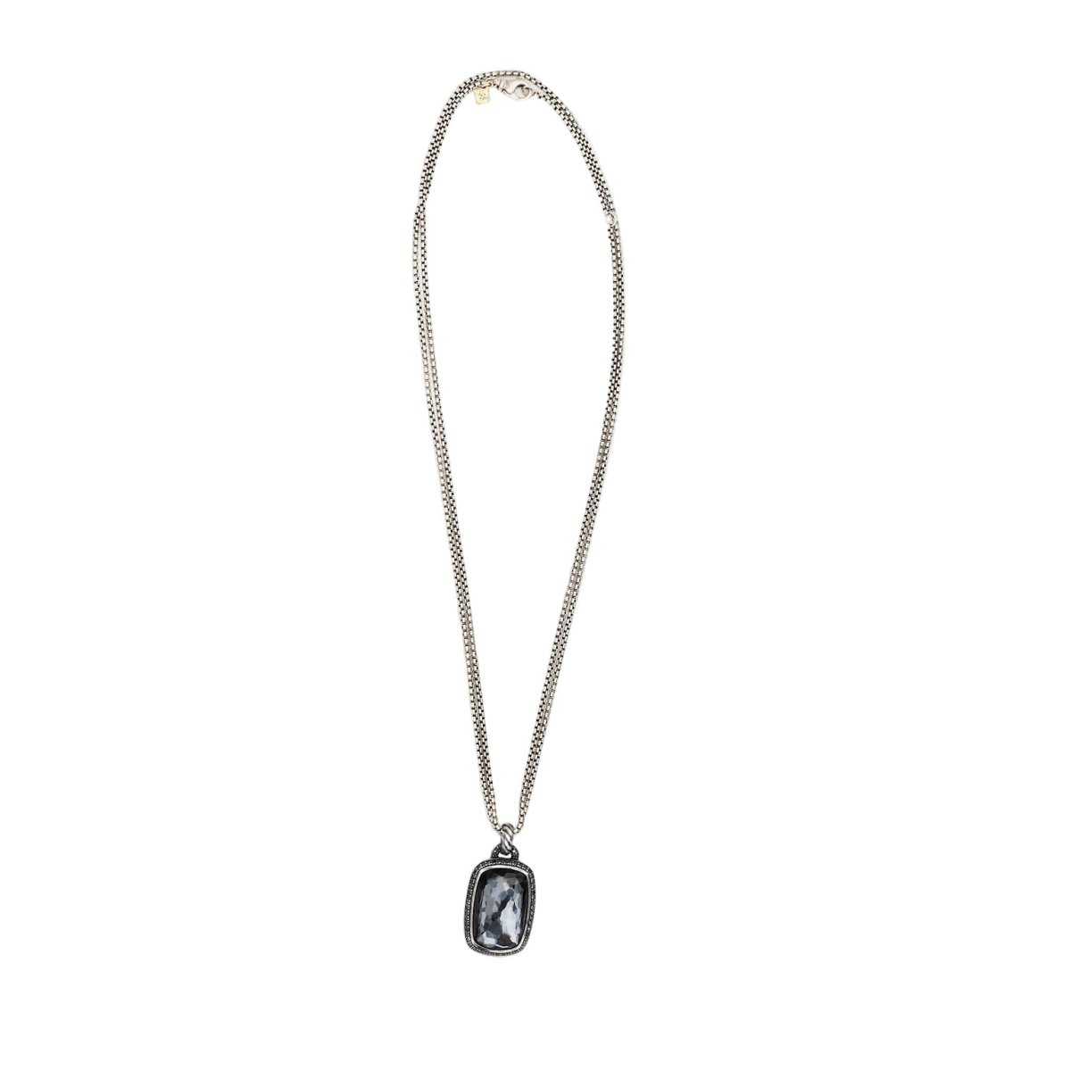Collier Pendentif DAVID YURMAN "Albion Enhancer" en argent, hématite et diamants - Castafiore