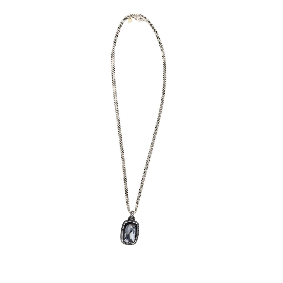 Collier Pendentif DAVID YURMAN "Albion Enhancer" en argent, hématite et diamants - Castafiore