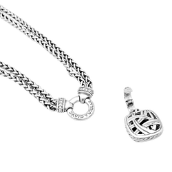 Collier Pendentif DAVID YURMAN "Grand Albion" en argent, hématite et diamants - Castafiore
