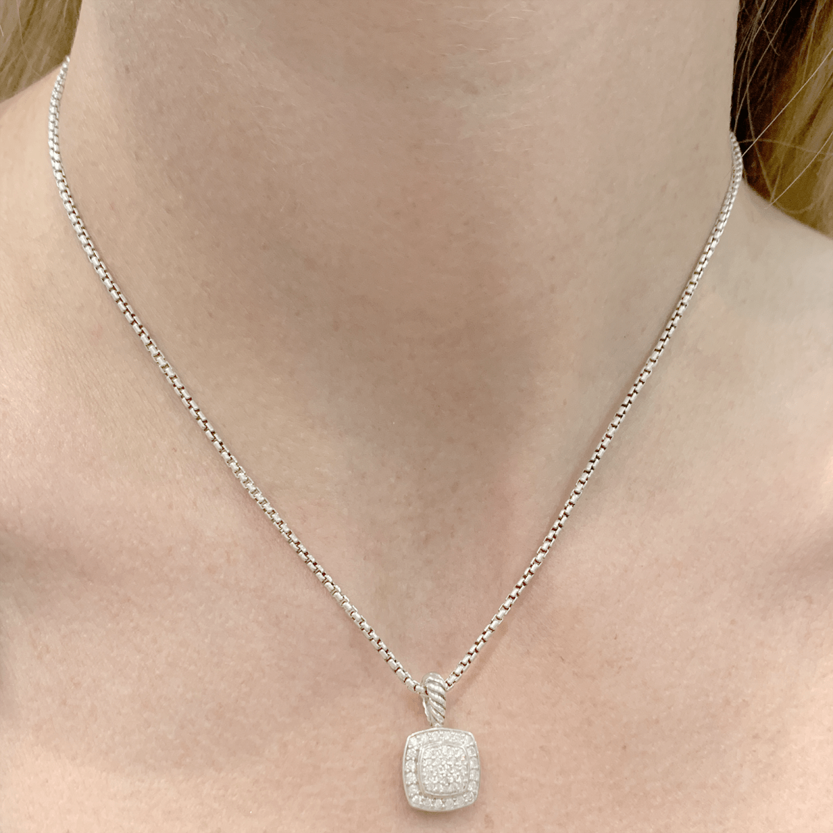 Collier Pendentif DAVID YURMAN "Petite albion" en argent et diamants - Castafiore
