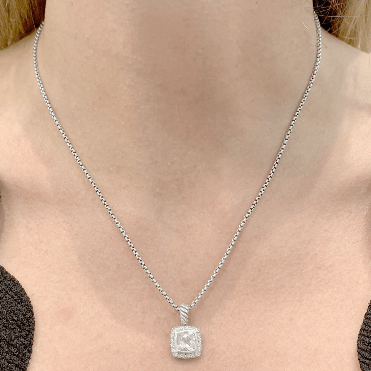 Collier Pendentif DAVID YURMAN "Petite Albion" en argent, topaze et diamants - Castafiore