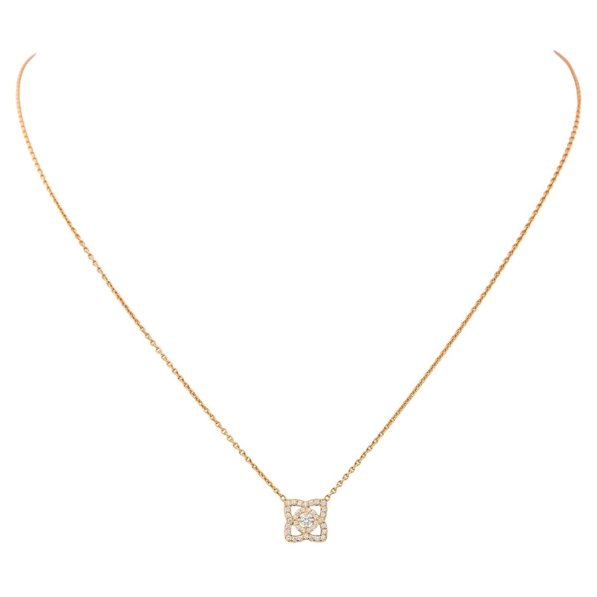 Collier Pendentif DE BEERS "Lotus" en or rose et diamants - Castafiore