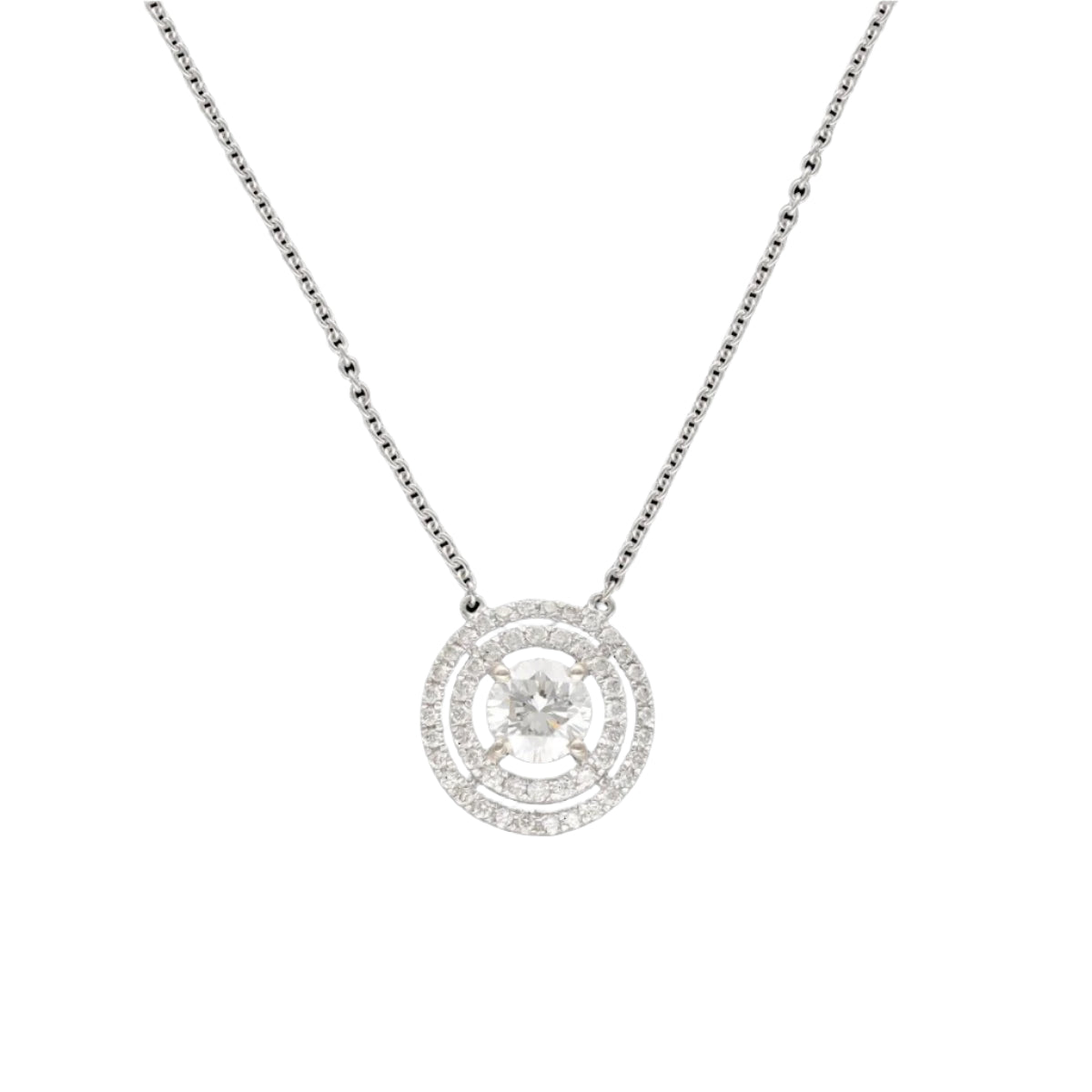 Collier pendentif diamant 0,60 Ct E - SI2 en or gris 18 Cts. Certifié HRD. - Castafiore