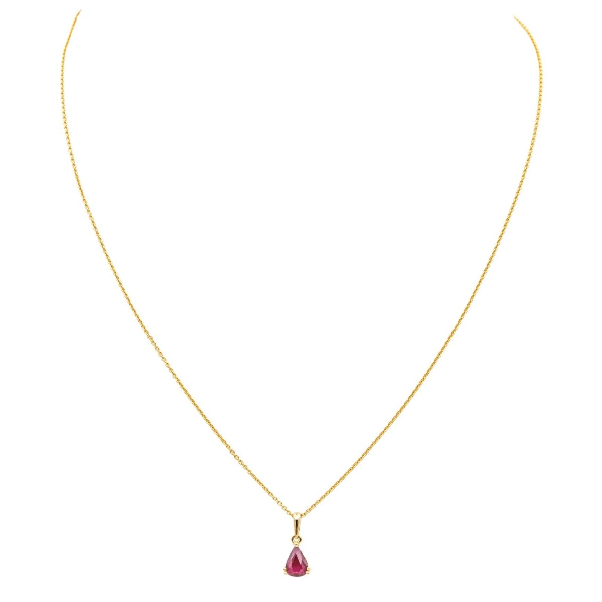 Collier Pendentif DIDIER GUÉRIN en or jaune et rubis - Castafiore