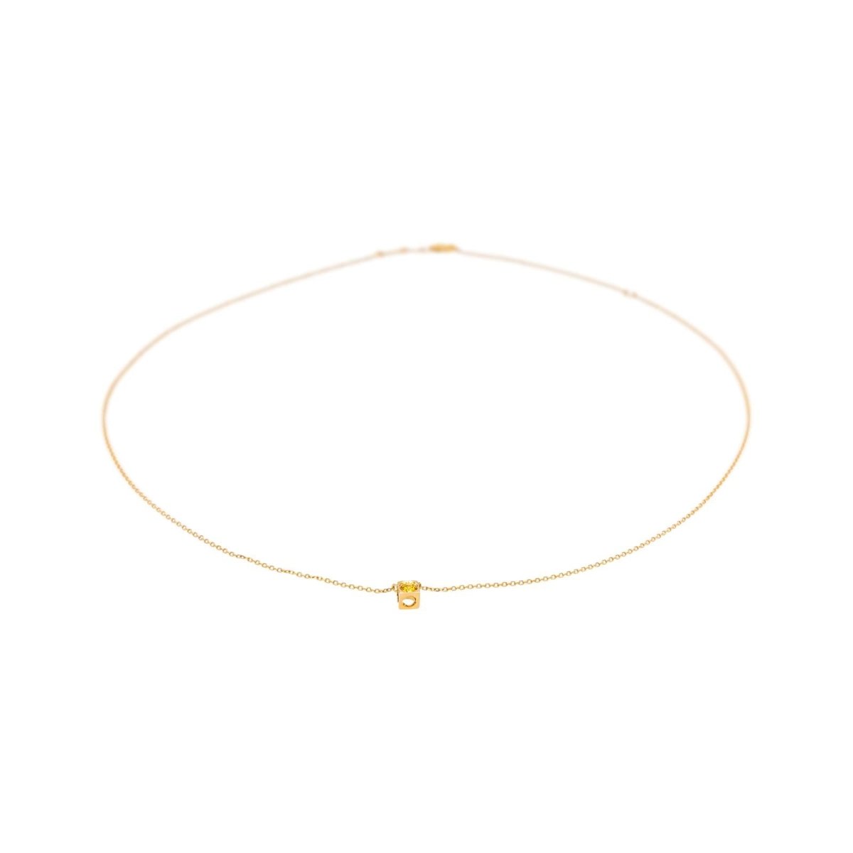 Collier Pendentif DINH VAN "Cube" en or jaune et saphir - Castafiore
